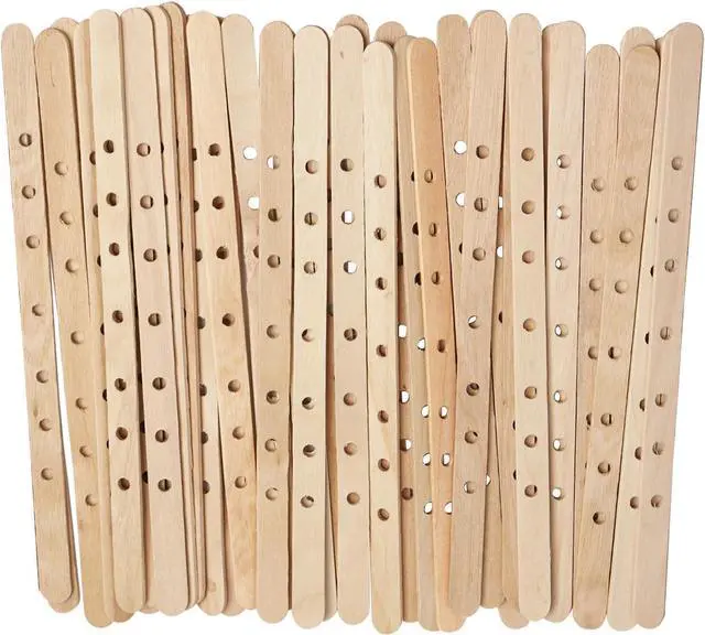Main image of 50Pcs Wooden Candle Wick Holders Candle Wick Bars Wicks Centering Device Wick Holders for Candle Making, Large, Multiwick Candles Arts Crafts Candle Making Wicks Candle Making