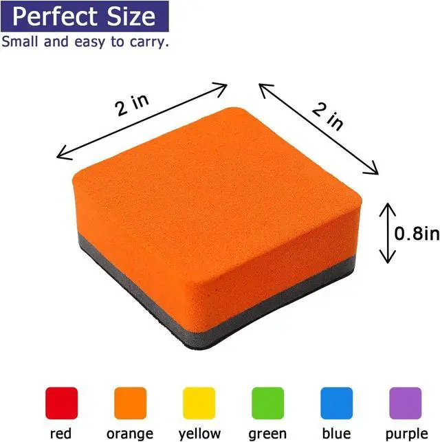 Alt view image 2 of 7 - Tamaki 6 Pack Magnetic Dry Eraser Erasers 4.2'' x 2.2'', Square | Dry Erasers for White Board, Whiteboard Erasers for Kids Classroom