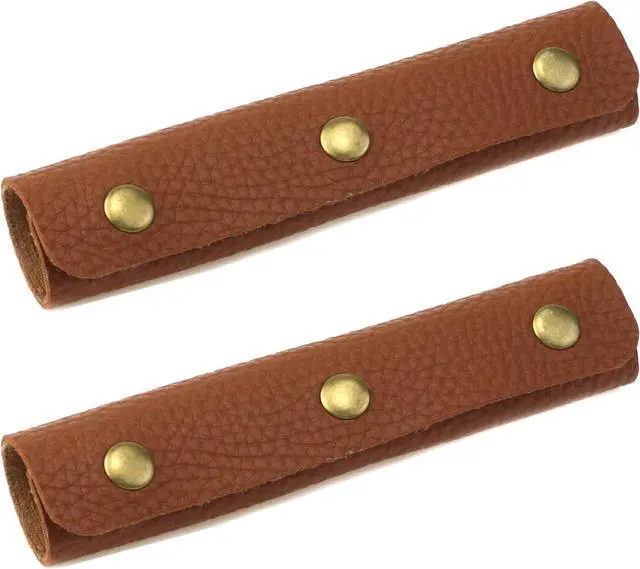 Main image of Mcredy Luggage Handle Wrap Cover with Metal Bronze Clasp, Brown-2Pcs | Soft Leather, Bag Strap Wrap Covers, Easy to Use, for Purse Wallet Shopping Travel Bags