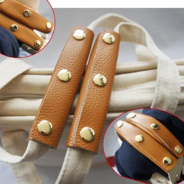 Alt view image 6 of 6 - Mcredy Luggage Handle Wrap Cover with Metal Bronze Clasp, Brown-2Pcs | Soft Leather, Bag Strap Wrap Covers, Easy to Use, for Purse Wallet Shopping Travel Bags