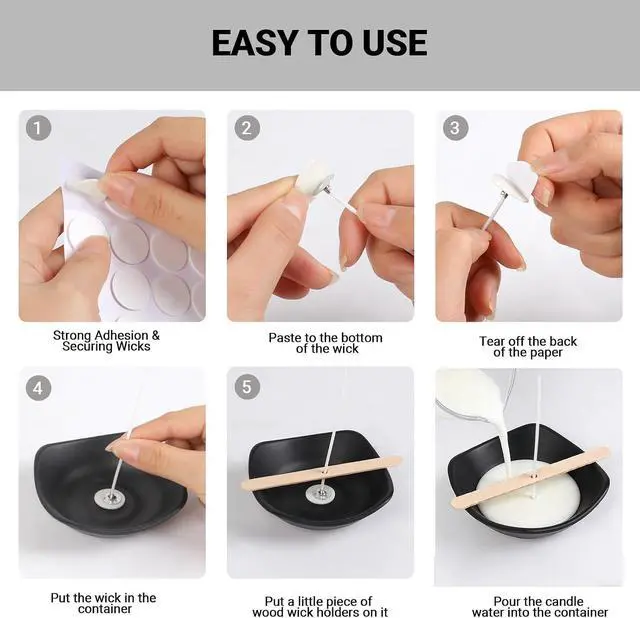 Alt view image 4 of 7 - Phinus Candle Wicks Kit 213 PCS, 3 Different Size Candle Wicks for Candle Making, DIY Candle Wick with Complete Tool for Soy Wax, Beeswax, Coconut Wax (4 Inch, 6 Inch and 7.8 Inch in Length)