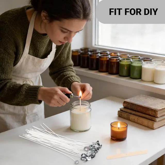 Alt view image 6 of 7 - Phinus Candle Wicks Kit 213 PCS, 3 Different Size Candle Wicks for Candle Making, DIY Candle Wick with Complete Tool for Soy Wax, Beeswax, Coconut Wax (4 Inch, 6 Inch and 7.8 Inch in Length)