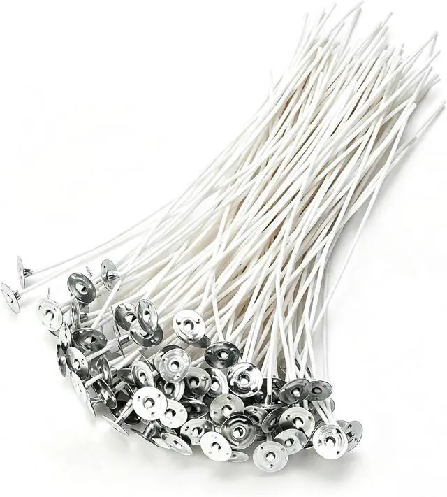 Main image of 100 Piece Pre-Waxed Cotton Wick, 6 Inch with Tabs for DIY Candle Making | Low Smoke, Natural Cotton Core,Candle Wicks for Candle Making