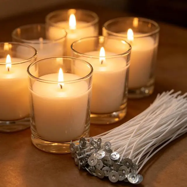 Alt view image 6 of 7 - 100 Piece Pre-Waxed Cotton Wick, 6 Inch with Tabs for DIY Candle Making | Low Smoke, Natural Cotton Core,Candle Wicks for Candle Making