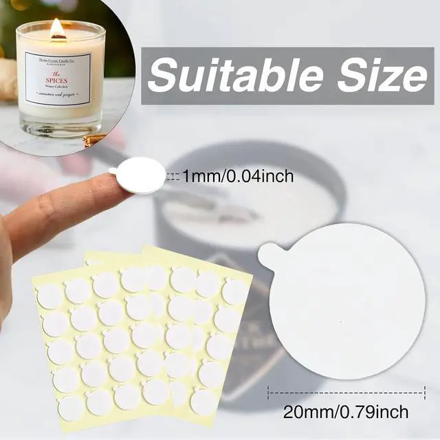 Alt view image 4 of 7 - 120Pcs Candle Wick Stickers, with Tail | Double-Sided, Easy to Peel, Heat Resistance, Ideal for Candle Wick Securing, DIY Candle Making, Home Craft