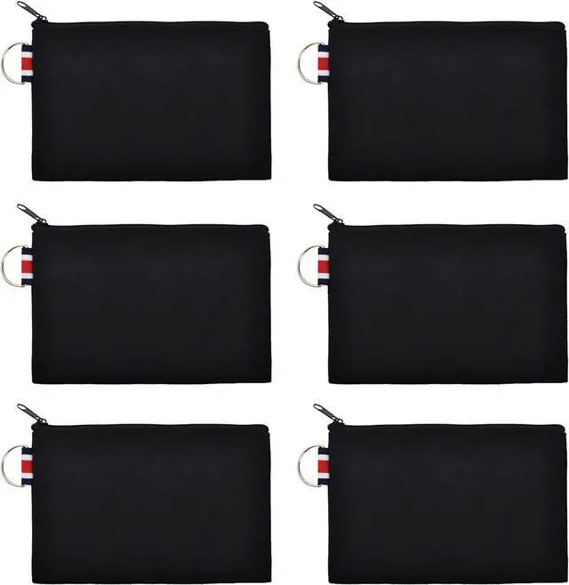 Main image of Aspire 6-Pack Canvas Pouches with Metal Ring, DIY Craft Storage Bags, 6 x 4 Inch - Black