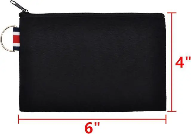 Alt view image 2 of 7 - Aspire 6-Pack Canvas Pouches with Metal Ring, DIY Craft Storage Bags, 6 x 4 Inch - Black