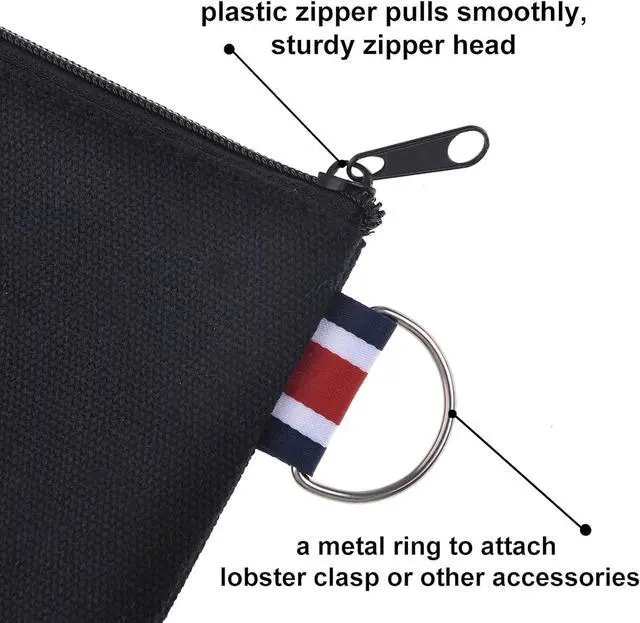 Alt view image 4 of 7 - Aspire 6-Pack Canvas Pouches with Metal Ring, DIY Craft Storage Bags, 6 x 4 Inch - Black