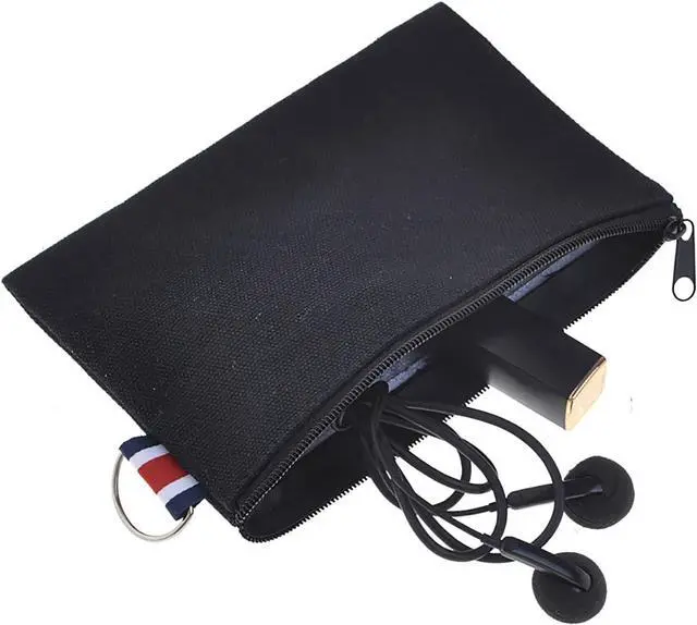 Alt view image 6 of 7 - Aspire 6-Pack Canvas Pouches with Metal Ring, DIY Craft Storage Bags, 6 x 4 Inch - Black