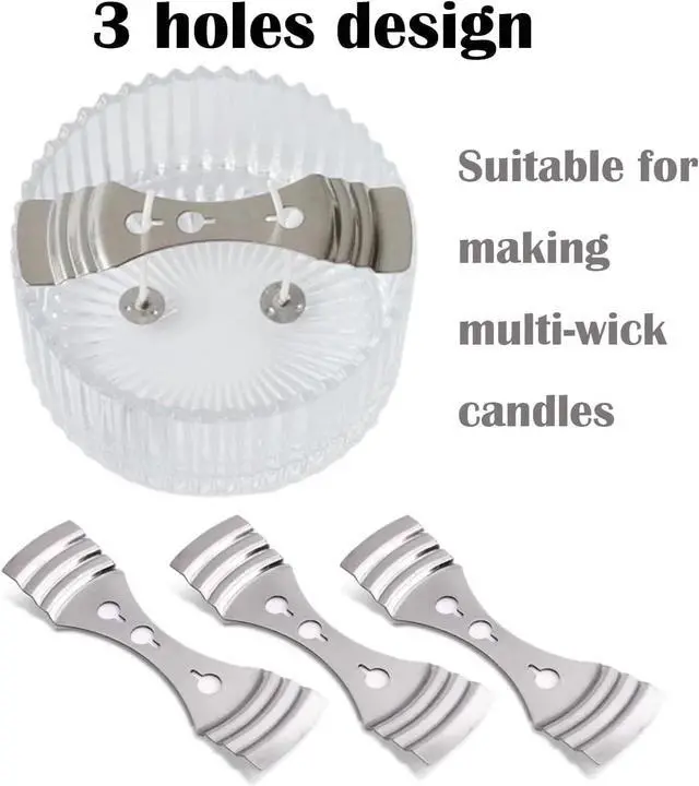 Alt view image 3 of 7 - 20pcs Metal Candle Wick Centering Devices Stainless Steel Candle Wick Holder for Candle Making Candle Wick Holders, Silver, phi1069