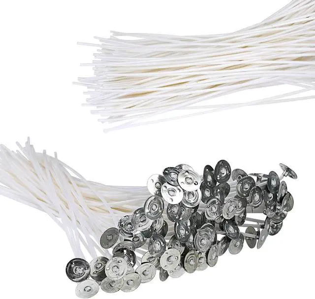 Alt view image 3 of 6 - buluker 300Pcs Functional Smokeless Candle Wicks - Pre Waxed Cotton Wick with Metal Sustainer Tabs for Pillar Candle Making and DIY, 9cm/3.5in, 15cm/6in, 20cm/8in
