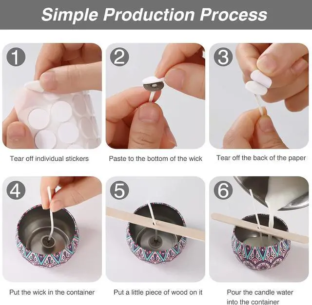 Alt view image 4 of 6 - buluker 300Pcs Functional Smokeless Candle Wicks - Pre Waxed Cotton Wick with Metal Sustainer Tabs for Pillar Candle Making and DIY, 9cm/3.5in, 15cm/6in, 20cm/8in
