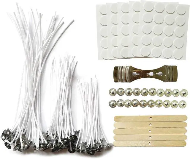 Main image of 30Pcs Candle Wicks 4 Inch,40Pcs Candle Wicks 6Inch,30Pcs Candle Wicks 8 Inch,100pcs Candle Wick Stickers,Candle Wick Centering Device,20 Pcs Metal Sustainer Tabs,5pcs Candle Wick