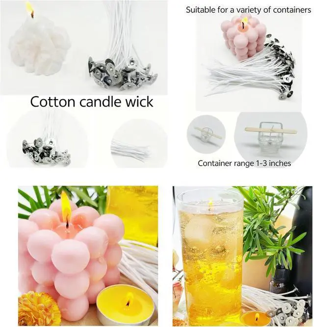 Alt view image 5 of 6 - 30Pcs Candle Wicks 4 Inch,40Pcs Candle Wicks 6Inch,30Pcs Candle Wicks 8 Inch,100pcs Candle Wick Stickers,Candle Wick Centering Device,20 Pcs Metal Sustainer Tabs,5pcs Candle Wick