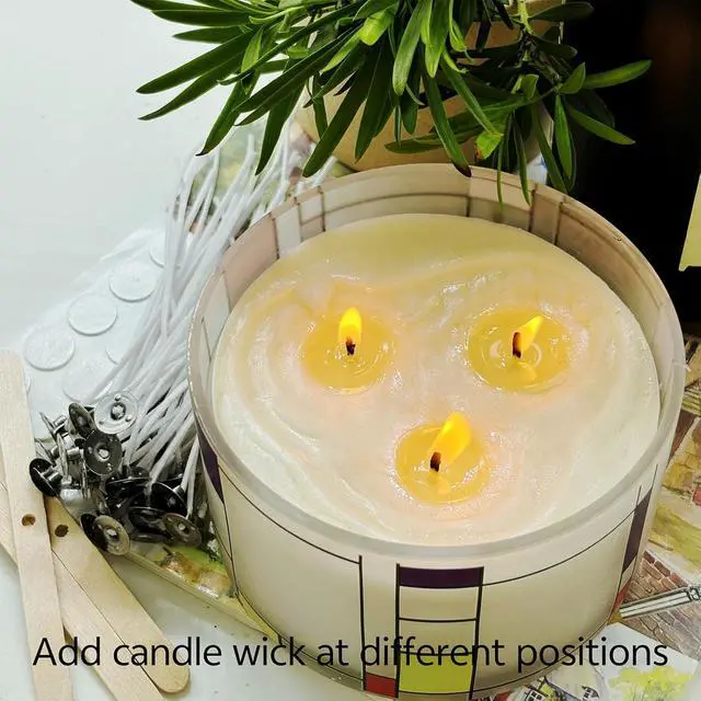 Alt view image 6 of 6 - 30Pcs Candle Wicks 4 Inch,40Pcs Candle Wicks 6Inch,30Pcs Candle Wicks 8 Inch,100pcs Candle Wick Stickers,Candle Wick Centering Device,20 Pcs Metal Sustainer Tabs,5pcs Candle Wick