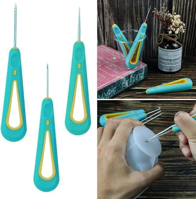 Main image of 3 Pcs Green Round Hole Cone Hand Drills Punch Needle Candles Wick Tools for DIY Silicone Mould Making Punch Candle Making