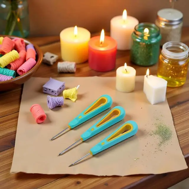 Alt view image 4 of 7 - 3 Pcs Green Round Hole Cone Hand Drills Punch Needle Candles Wick Tools for DIY Silicone Mould Making Punch Candle Making
