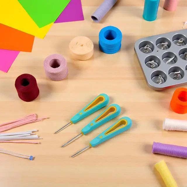 Alt view image 5 of 7 - 3 Pcs Green Round Hole Cone Hand Drills Punch Needle Candles Wick Tools for DIY Silicone Mould Making Punch Candle Making