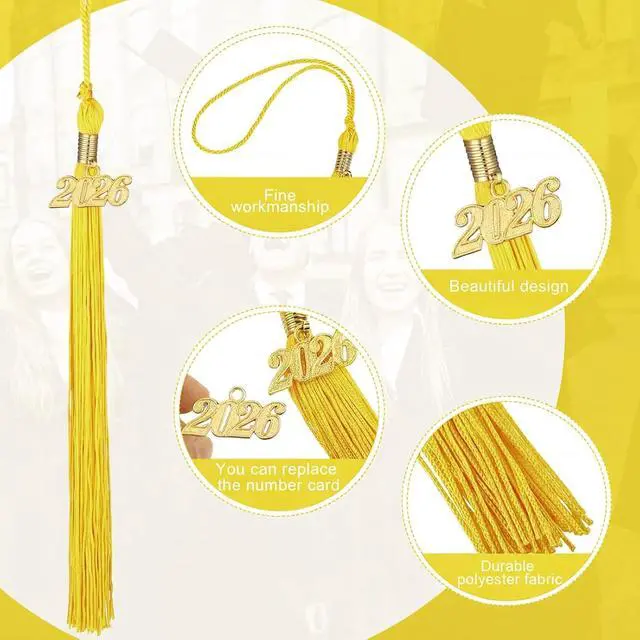 Alt view image 2 of 7 - TecUnite 2026 Graduation Tassel with Year Charm for Summer Graduation Trade School Community College Nursing School Graduates Ceremony Cap Tassel Accessories(Gold)