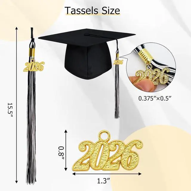Alt view image 3 of 6 - GraduationMall Single&Multiple Color Graduation Tassel with 2026 Year Charm 9"