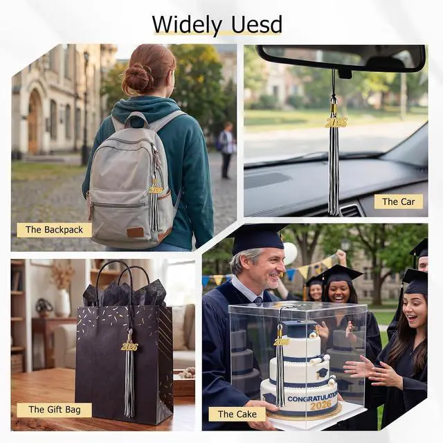 Alt view image 4 of 6 - GraduationMall Single&Multiple Color Graduation Tassel with 2026 Year Charm 9"