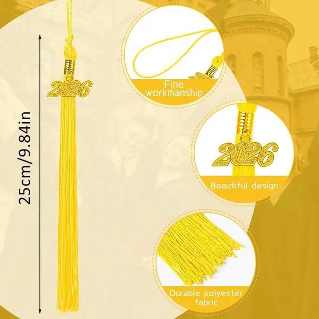 Alt view image 3 of 7 - SULOLI Graduation Tassel Academic with 2026 Classic Tassel Accessories for Graduation Ceremonies Ornament (Gold)