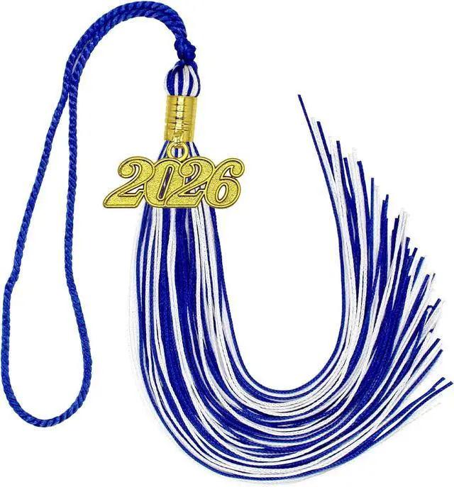 Main image of 2026 Tassel Graduation White and Blue Graduation Tassel 2026 with Date Charm (Mixed White and Blue)