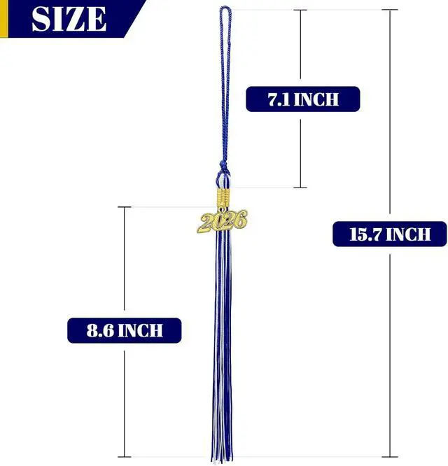 Alt view image 2 of 7 - 2026 Tassel Graduation White and Blue Graduation Tassel 2026 with Date Charm (Mixed White and Blue)