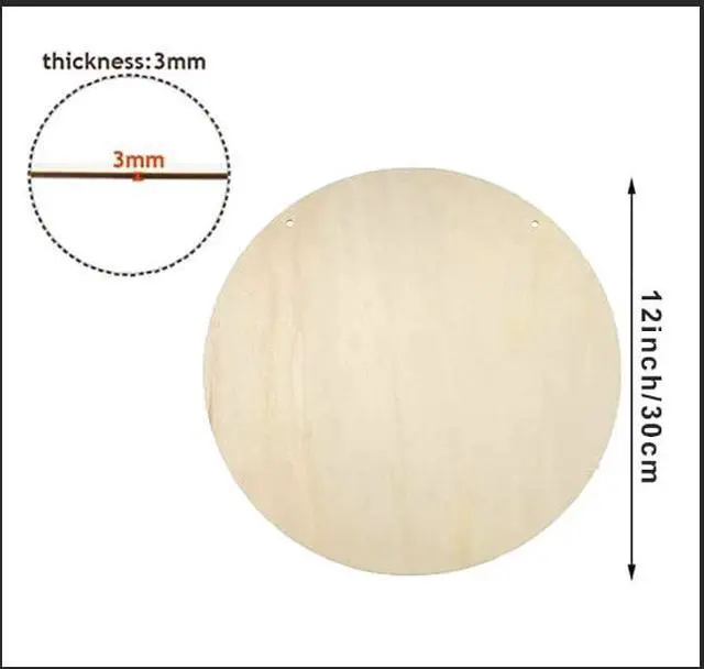 Alt view image 2 of 7 - 1Pcs 12Inch Unfinished Wood Circles with Hanger Rope, 1/5Inch Thick Blank Wood Rounds Slices Wood Circles for Crafts, Door Hangers, Painting, Home Wall Decor, Christmas Decor