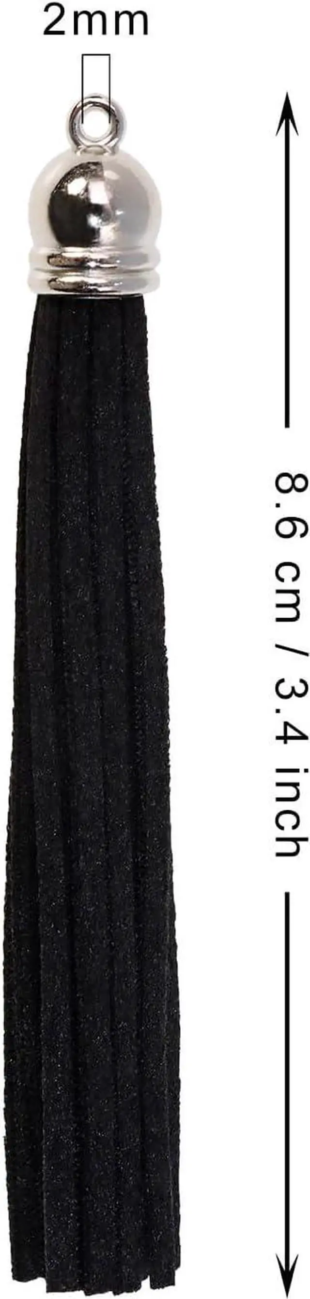 Alt view image 2 of 3 - 12Pcs Keychain Tassels 3.3 inch Small Faux Leather Tassel Pendant for Earring Necklace Jewelry Making and Crafts DIY (8.5 cm, Black)