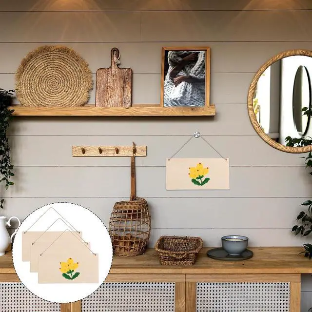 Alt view image 4 of 7 - 3 PCS Unfinished Hanging Wood Sign Blank, 3.9 X 7.9Inch Rectangle Plaque Wooden Signs with Ropes, Blank Wood Signs Banners for DIY Craft Door Wall Art Decoration Painting