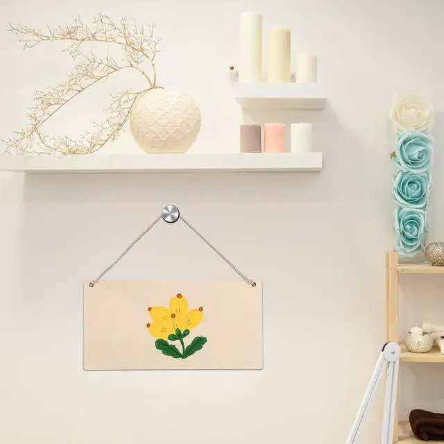 Alt view image 6 of 7 - 3 PCS Unfinished Hanging Wood Sign Blank, 3.9 X 7.9Inch Rectangle Plaque Wooden Signs with Ropes, Blank Wood Signs Banners for DIY Craft Door Wall Art Decoration Painting