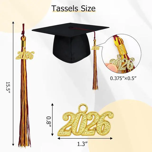 Alt view image 3 of 6 - GraduationMall Single&Multiple Color Graduation Tassel with 2026 Year Charm 9"