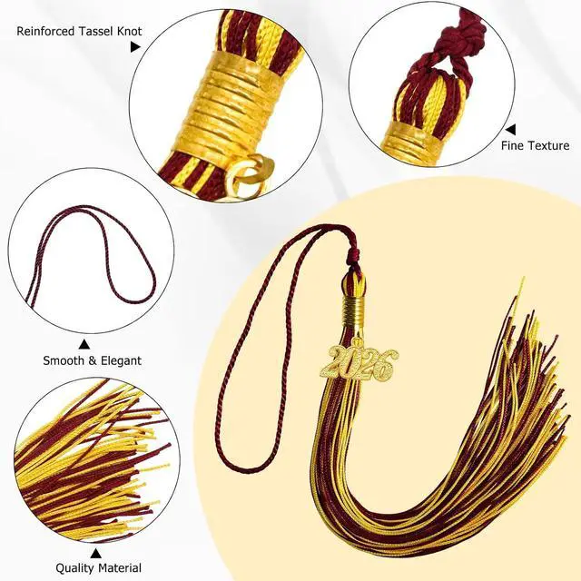 Alt view image 5 of 6 - GraduationMall Single&Multiple Color Graduation Tassel with 2026 Year Charm 9"