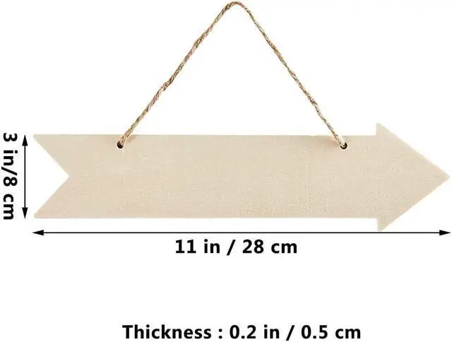 Alt view image 2 of 7 - 6pcs Unfinished Wood Sign Blank Arrow Shape Hanging Wooden Plaque DIY Craft Project Wood Sign with Rope Door Wall Art Decorative, 3x11 Inch