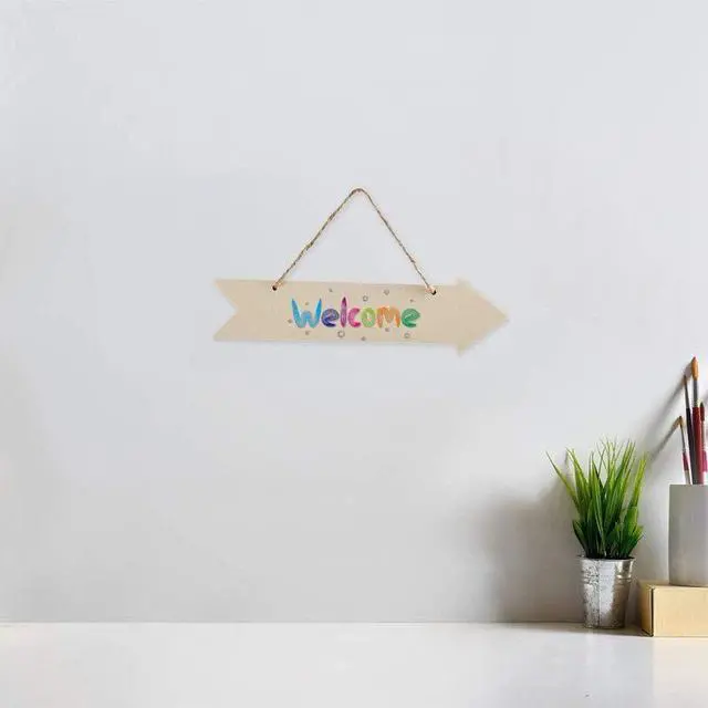 Alt view image 6 of 7 - 6pcs Unfinished Wood Sign Blank Arrow Shape Hanging Wooden Plaque DIY Craft Project Wood Sign with Rope Door Wall Art Decorative, 3x11 Inch