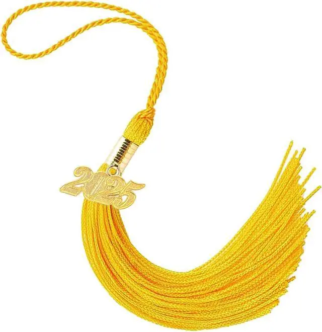 Main image of 2025 Graduation Tassel Gold 9", Elegant Graduation Tassel with 2025 Year Charm, 2025 Tassel Graduation with Gold Date Drop