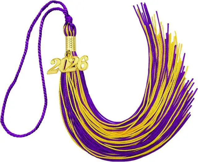 Main image of 2026 Graduation Tassel, Purple and Gold Tassel for Graduation Cap with 2026 Year Gold Charm for Graduation Ceremony Tassel Accessories