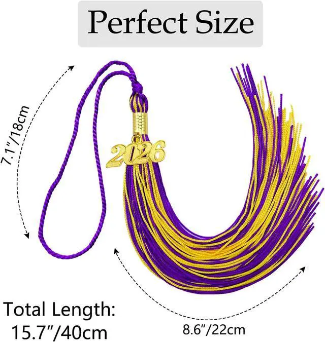 Alt view image 2 of 6 - 2026 Graduation Tassel, Purple and Gold Tassel for Graduation Cap with 2026 Year Gold Charm for Graduation Ceremony Tassel Accessories