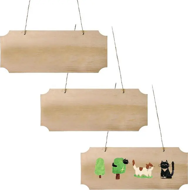 Main image of 3 Pack Blank Wood Sign for Craft, Unfinished Hanging Wood Sign with Hole Blank Rectangle Hanging Wooden Plaque Door Wall Art Decoration for Painting Writing DIY Home Crafts