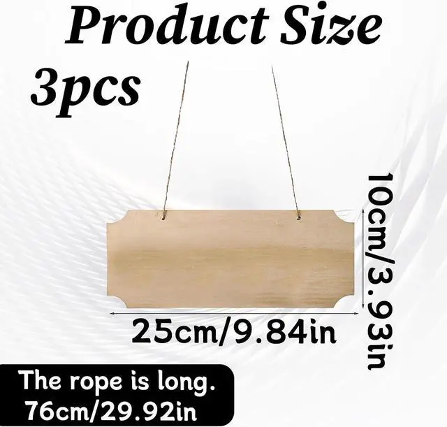 Alt view image 2 of 7 - 3 Pack Blank Wood Sign for Craft, Unfinished Hanging Wood Sign with Hole Blank Rectangle Hanging Wooden Plaque Door Wall Art Decoration for Painting Writing DIY Home Crafts