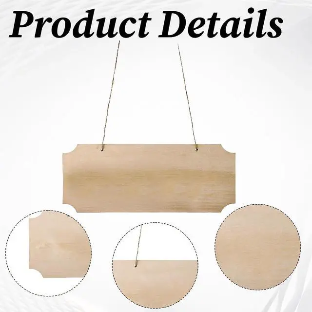 Alt view image 4 of 7 - 3 Pack Blank Wood Sign for Craft, Unfinished Hanging Wood Sign with Hole Blank Rectangle Hanging Wooden Plaque Door Wall Art Decoration for Painting Writing DIY Home Crafts