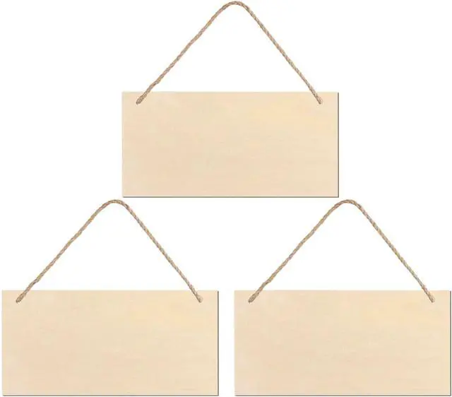 Main image of JANOU 3pcs Unfinished Wood Sign Blank Rectangle Hanging Wooden Plaque DIY Craft Project Wood Sign with Rope Door Wall Art Decorative, 3.94x7.87 Inch
