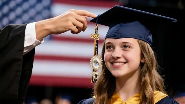Alt view image 6 of 6 - ARHTF 2026 Graduate Memorial Photo Charm Tassel Memorial Charm Class of 2026 Graduation 2026 DIY in Memory Mortarboard Decoration for Cap and Gown Ceremony Charms
