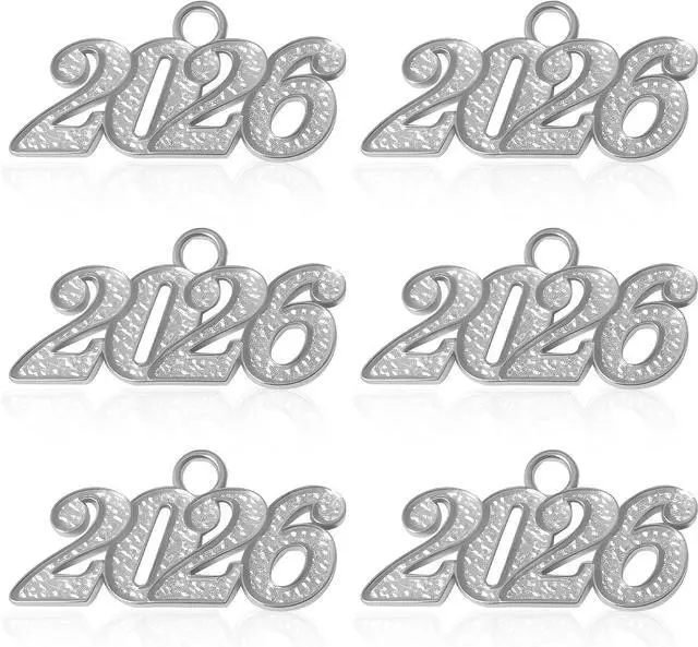Main image of 2026 Charms, 6 PCS Graduation Tassel Charm, Charms for Graduations Cap Tassel 2026 Year Charm for Graduate Hats Graduations Decorations