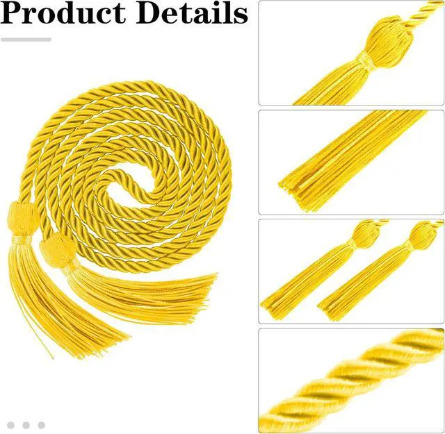 Alt view image 4 of 7 - Graduation Cords, Graduation Honor Cords, Gold Honor Cords, 2026 Graduation Tassel Honor Cords, 67" Long Braided Cords for 2026 Graduation Decorations Bachelor Gown for Student Master Doctoral