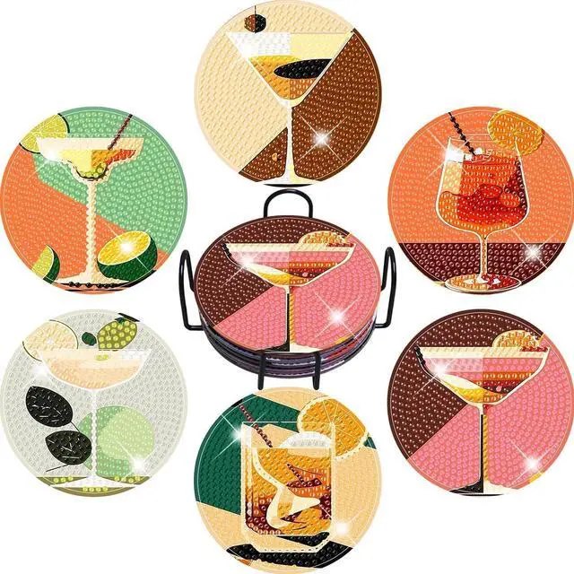 Main image of igoodom 6 Pcs Cocktail Diamond Art Coasters Kit for Adults, DIY Craft Set | Diamond Painting Coasters Kit - A Fun DIY Craft Set for Home Use, Party Decoration, And Thoughtful Gift Ideas 3.9x3.9inch