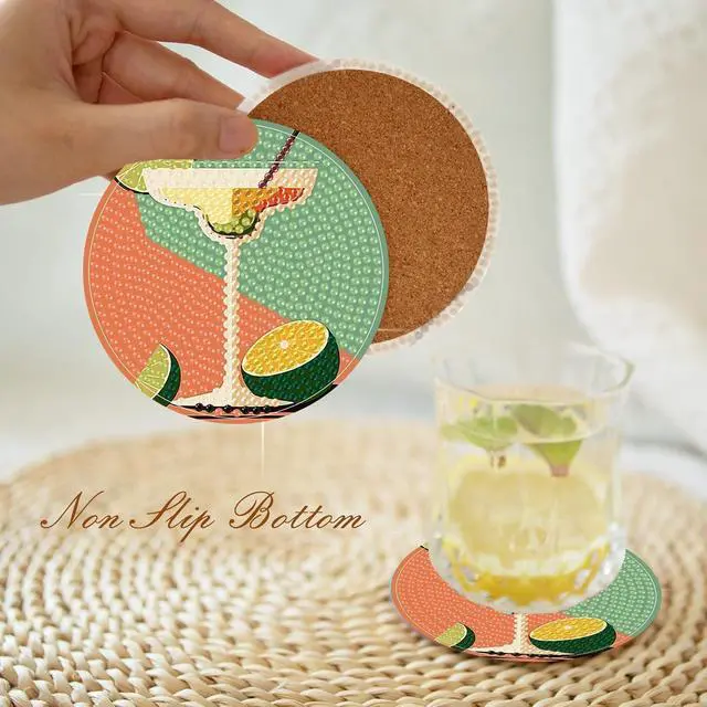 Alt view image 2 of 7 - igoodom 6 Pcs Cocktail Diamond Art Coasters Kit for Adults, DIY Craft Set | Diamond Painting Coasters Kit - A Fun DIY Craft Set for Home Use, Party Decoration, And Thoughtful Gift Ideas 3.9x3.9inch