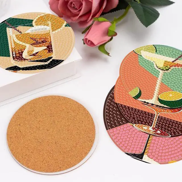 Alt view image 5 of 7 - igoodom 6 Pcs Cocktail Diamond Art Coasters Kit for Adults, DIY Craft Set | Diamond Painting Coasters Kit - A Fun DIY Craft Set for Home Use, Party Decoration, And Thoughtful Gift Ideas 3.9x3.9inch