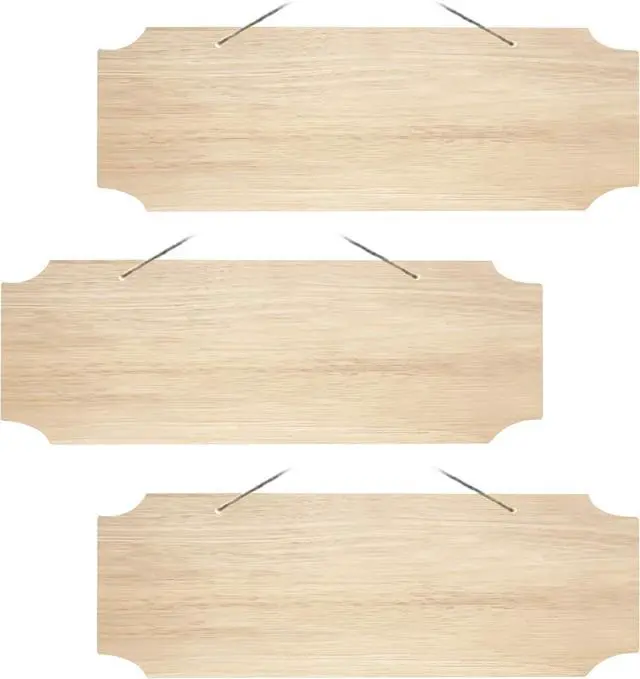 Main image of 3Pack Blank Wood Sign for Craft Unfinished Hanging Wooden Board with Hole DIY Door Wall Decor Holiday Decoration